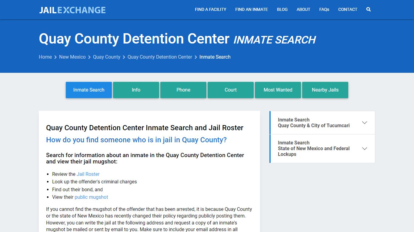 Quay County Detention Center Inmate Search - Jail Exchange