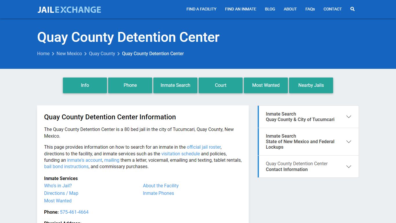 Quay County Detention Center, NM Inmate Search, Information - Jail Exchange